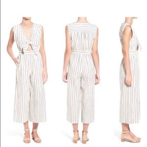 Madewell Pinstripe Tie-front Jumpsuit